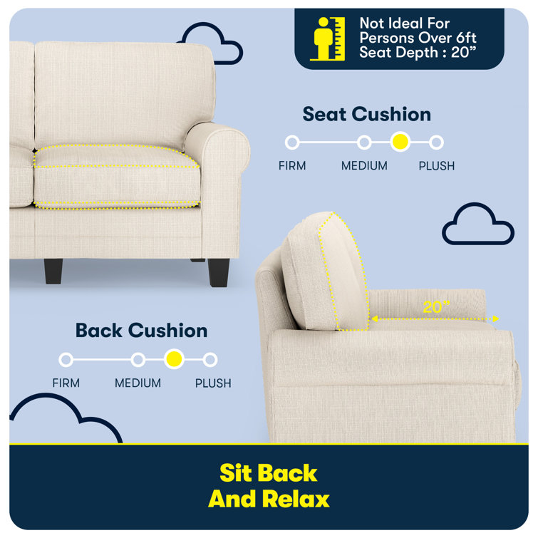 Copenhagen Cream Loveseat with Pillowed Back and Rounded Arms