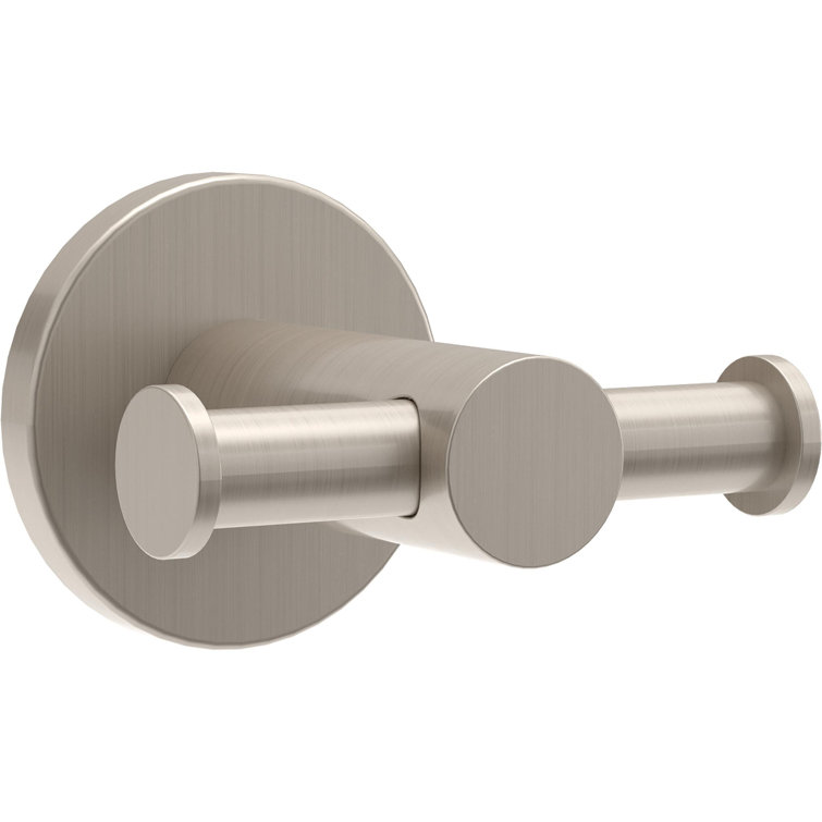 Brushed Nickel Modern Double Towel and Robe Hook