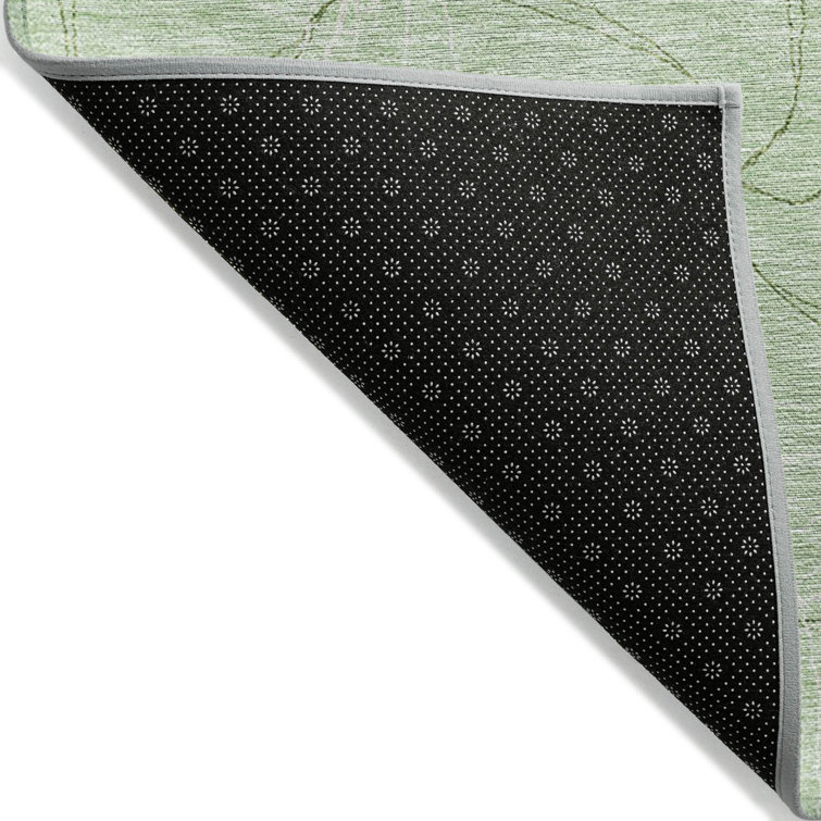 Mint Synthetic Rectangular Washable Indoor/Outdoor Rug 3x5