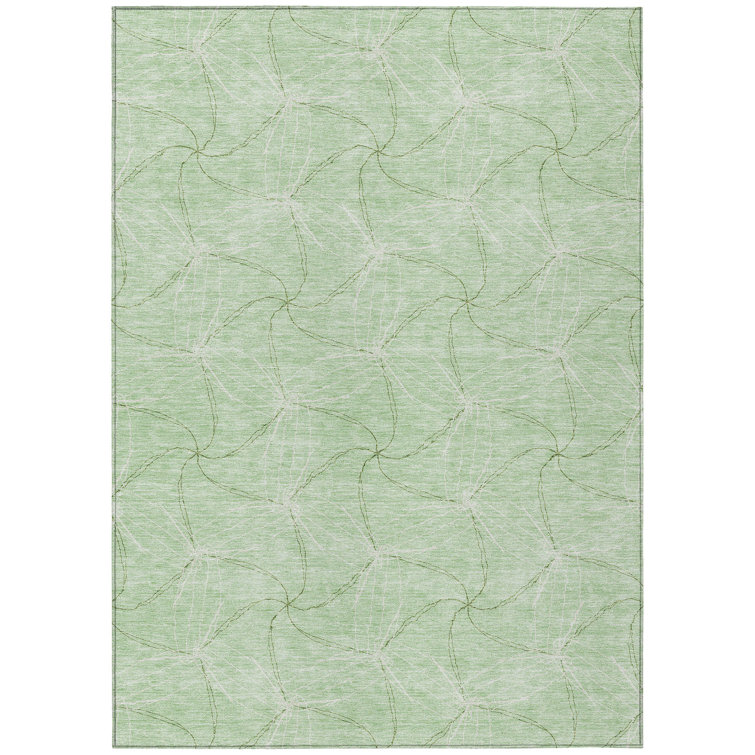 Mint Synthetic Rectangular Washable Indoor/Outdoor Rug 3x5
