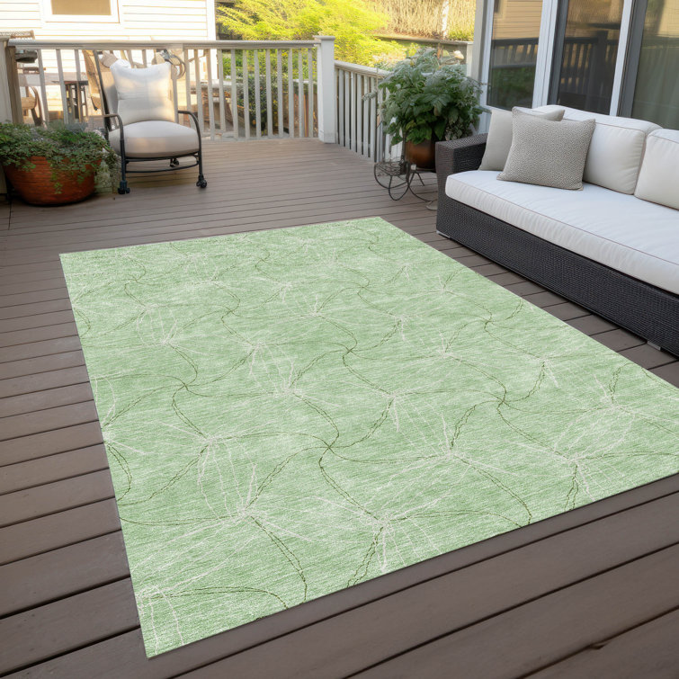 Mint Synthetic Rectangular Washable Indoor/Outdoor Rug 3x5