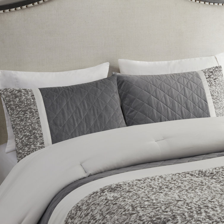 Gray King Microfiber Jacquard 7-Piece Bedspread Set