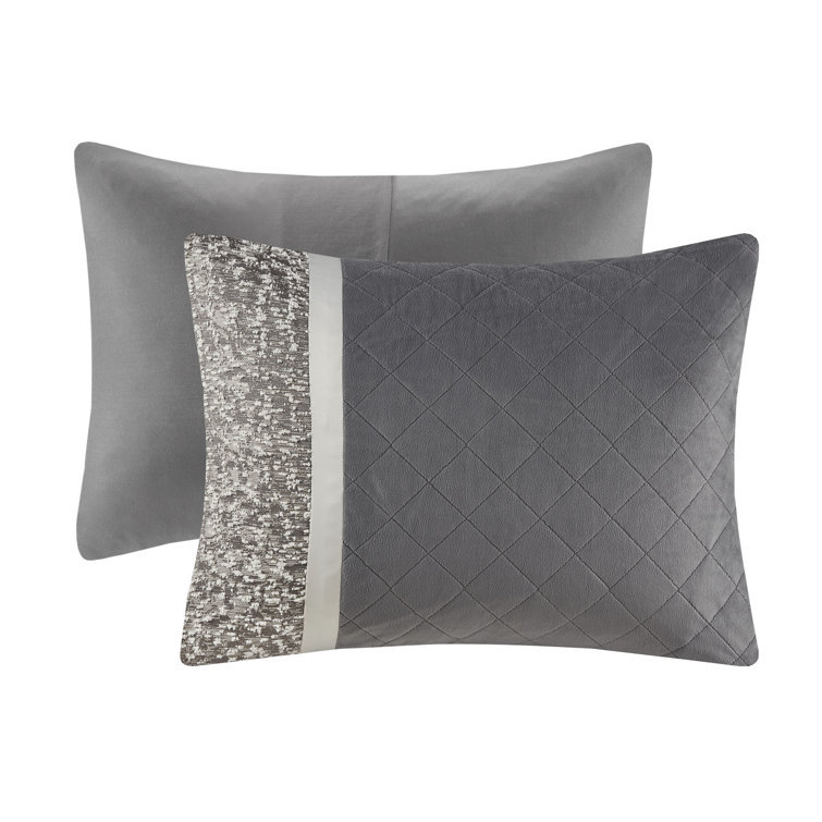 Gray Queen Jacquard Microfiber 7-Piece Comforter Set