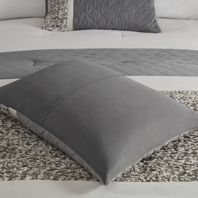 Gray Queen Jacquard Microfiber 7-Piece Comforter Set