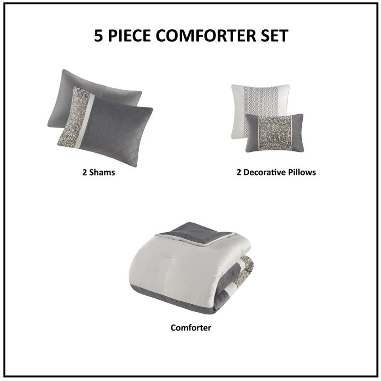 Gray Queen Jacquard Microfiber 7-Piece Comforter Set
