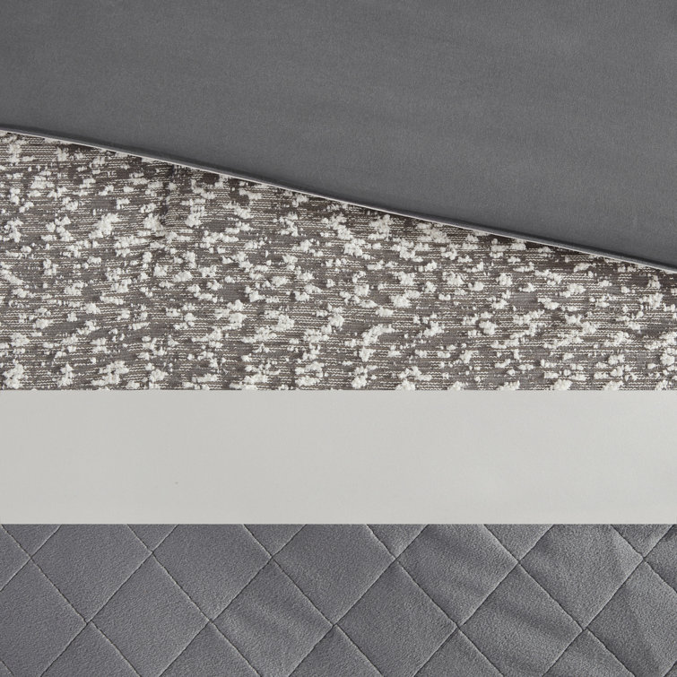 Gray Queen Jacquard Microfiber 7-Piece Comforter Set