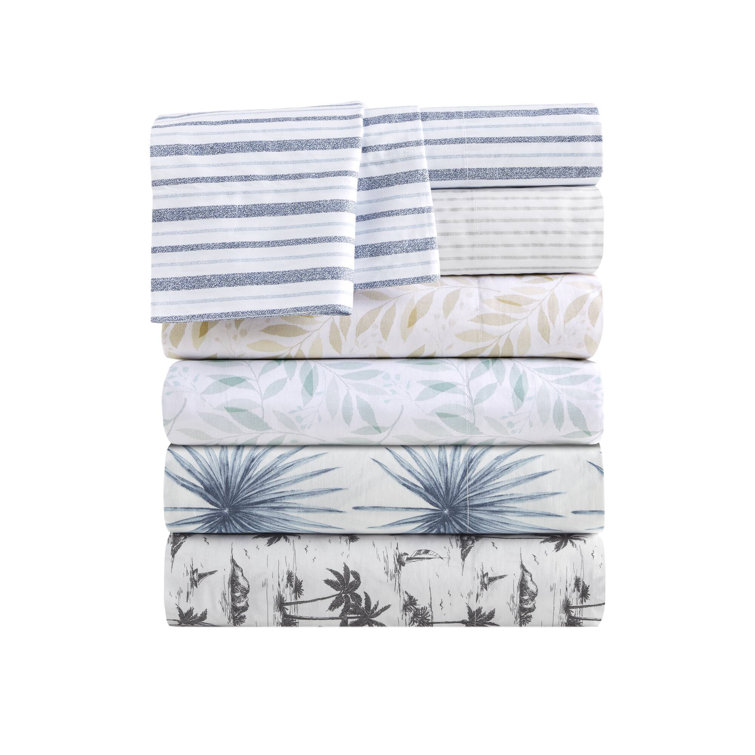 Blue Palmetto Cotton Percale Full Sheet Set