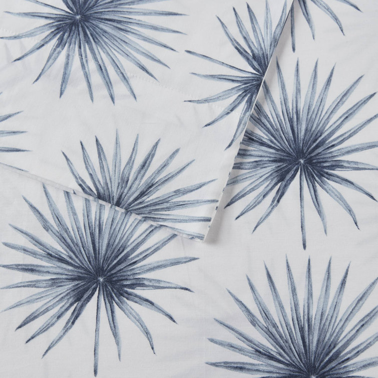 Blue Palmetto Cotton Percale Full Sheet Set