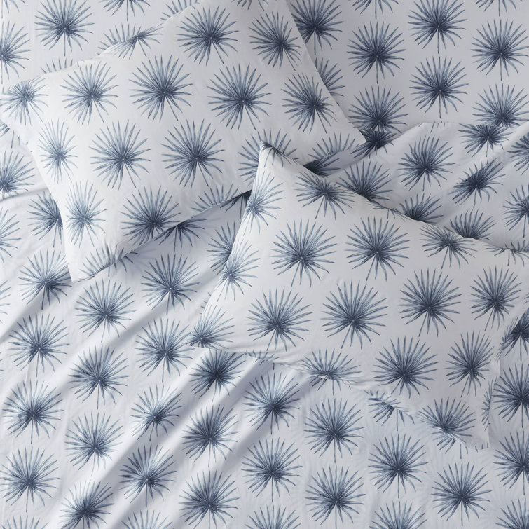Blue Palmetto Cotton Percale Full Sheet Set