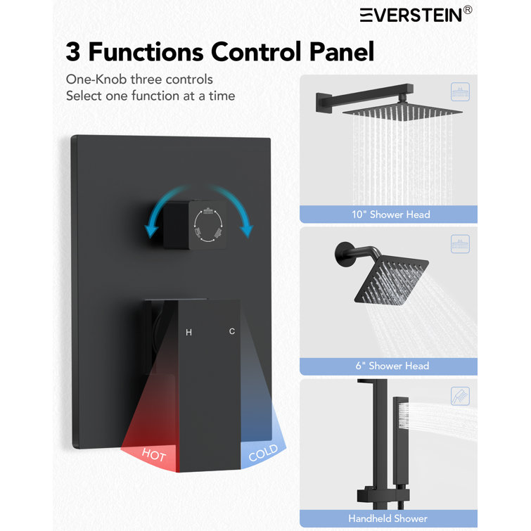 Matte Black Dual Shower Head System with Adjustable Handheld