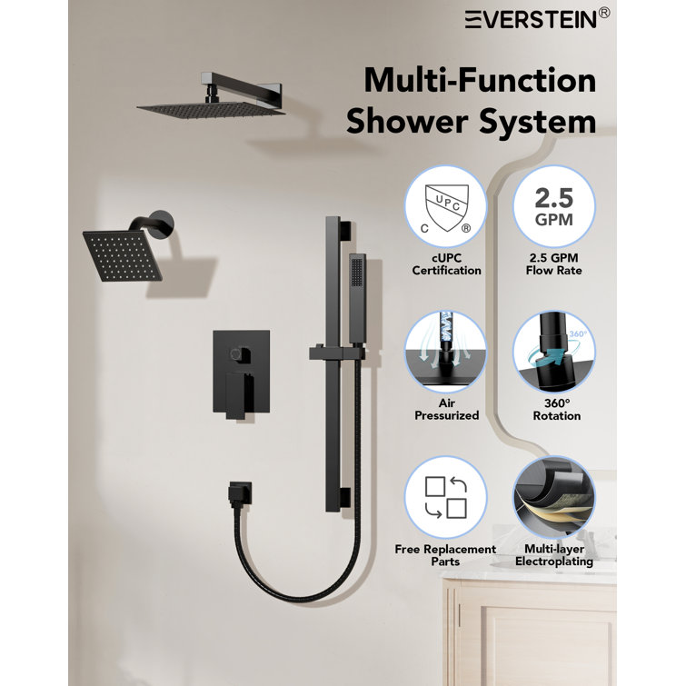 Matte Black Dual Shower Head System with Adjustable Handheld