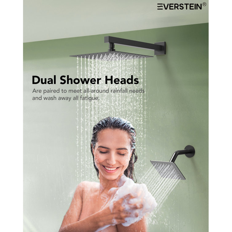 Matte Black Dual Shower Head System with Adjustable Handheld