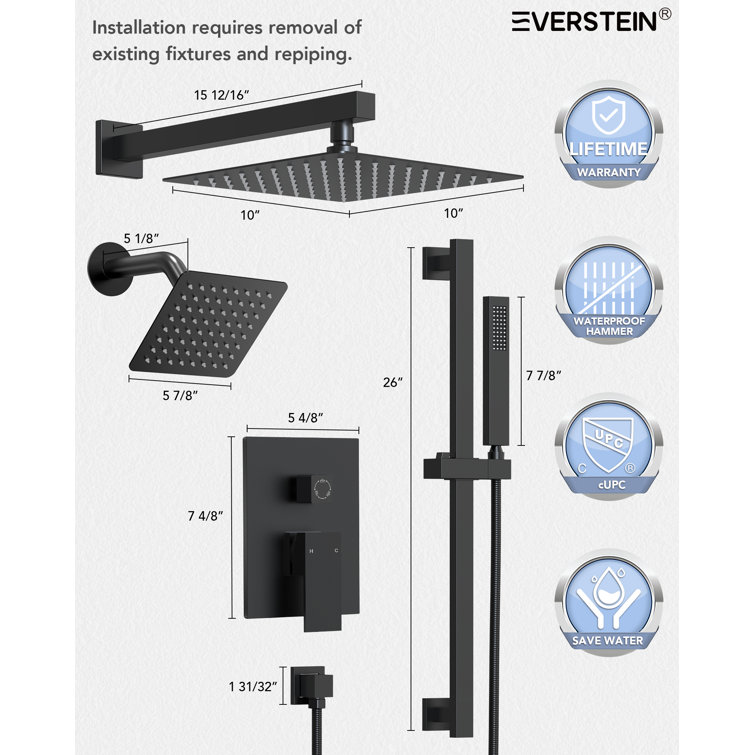 Matte Black Dual Shower Head System with Adjustable Handheld