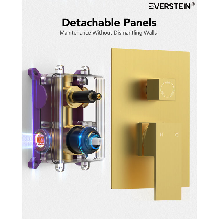 Brushed Gold Dual Shower Head System with Adjustable Handheld Spray
