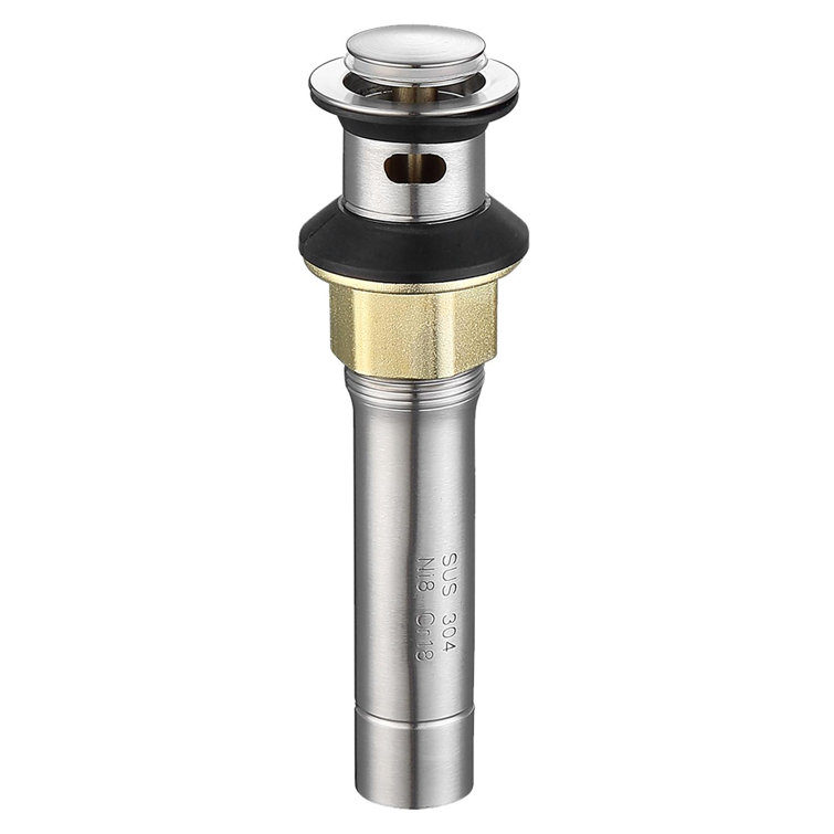 Brushed Nickel Stainless Steel Pop-Up Bathroom Sink Drain with Overflow