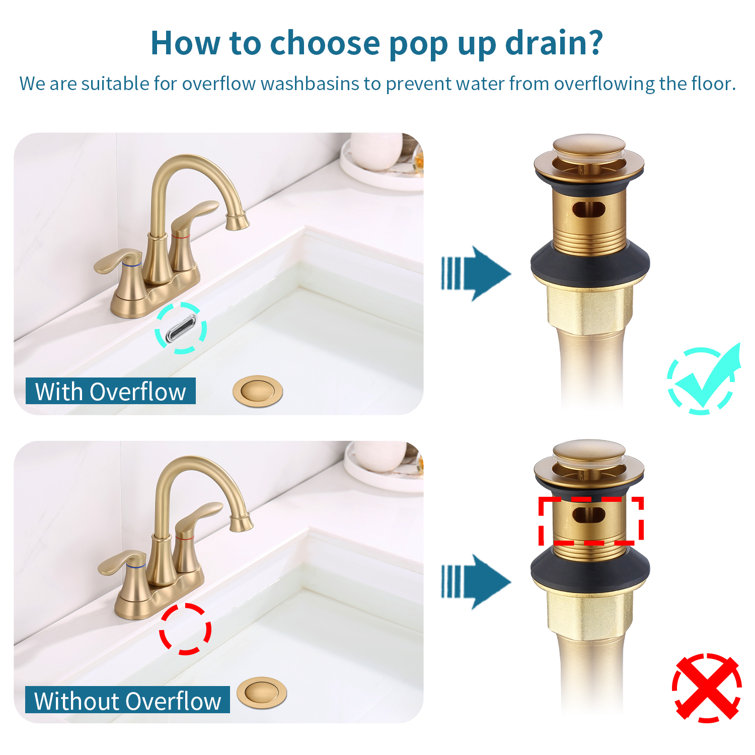 Brushed Gold Bathroom Sink Pop-Up Drain Assembly