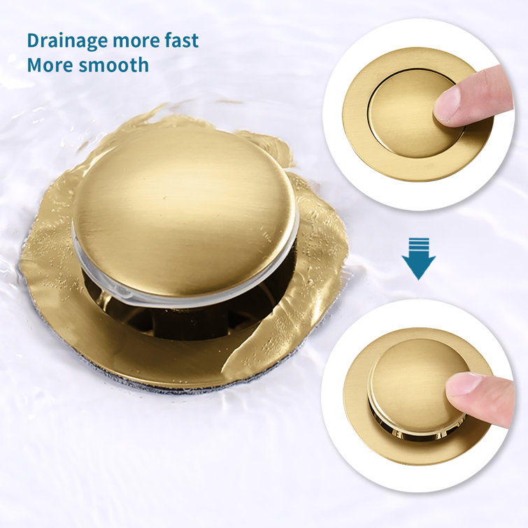 Brushed Gold Bathroom Sink Pop-Up Drain Assembly