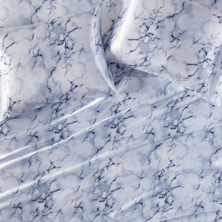 Queen Blue Stripe Cotton Percale Sheet Set