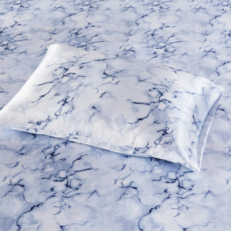 Queen Blue Stripe Cotton Percale Sheet Set