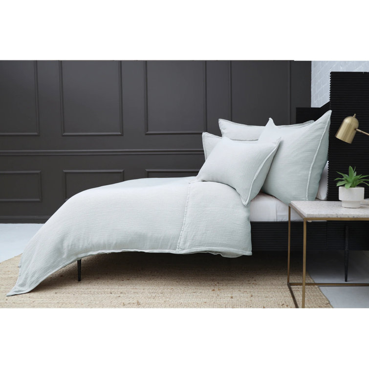 Twin Gray Cotton Minimalist Duvet Cover Set