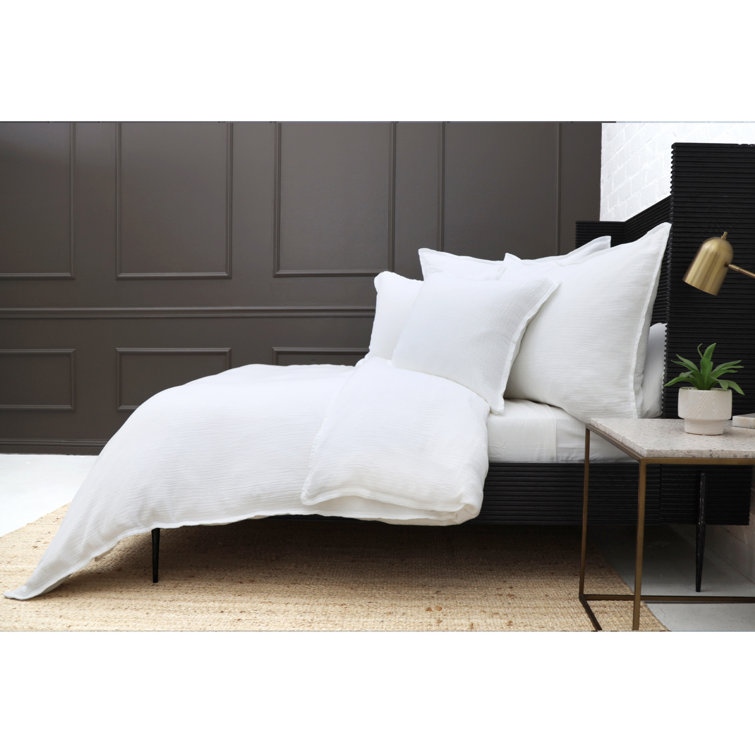White Twin Cotton Duvet Cover Set with Standard Sham