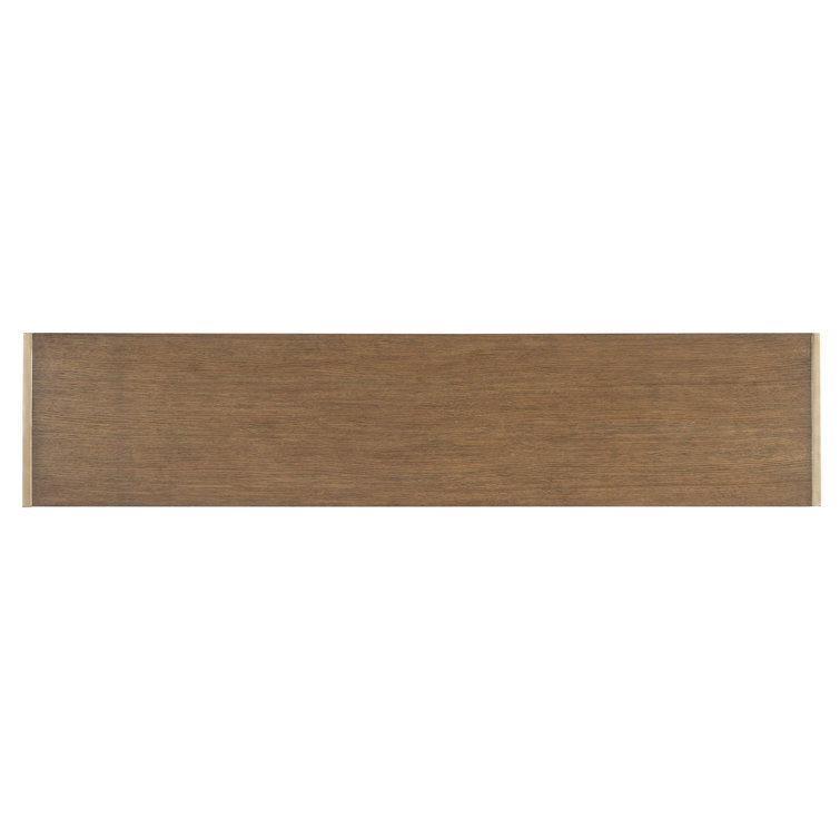Medium Oak and Metal Console Table with Marble Top