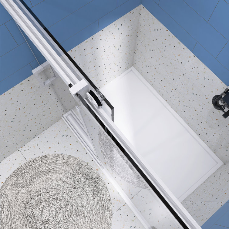 60'' Brushed Nickel Frameless Sliding Shower Door with Clear Glass