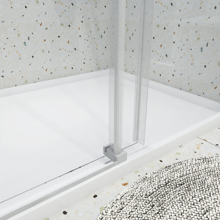 60'' Brushed Nickel Frameless Sliding Shower Door with Clear Glass