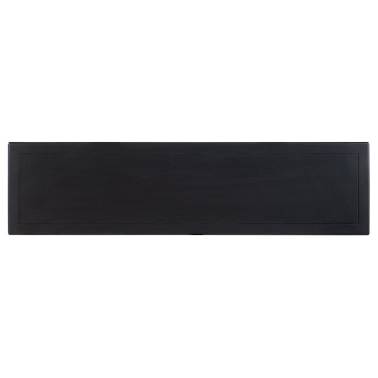 Black Mahogany Wood Console Table with Glass Storage