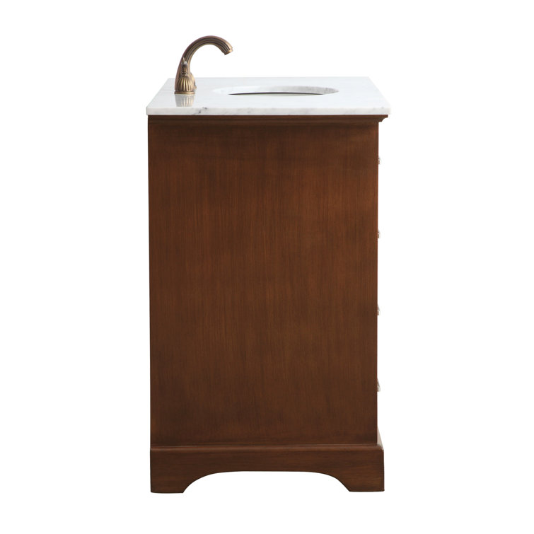Elegant Teak 42" Single Vanity with Marble Top