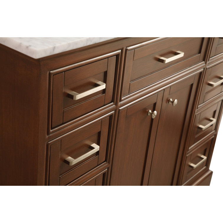Elegant Teak 42" Single Vanity with Marble Top