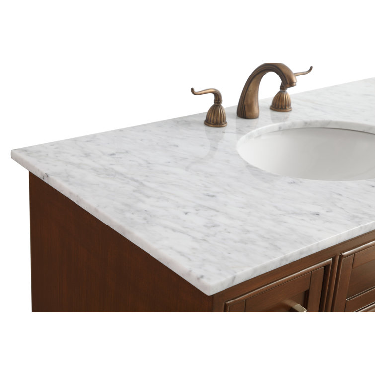 Elegant Teak 42" Single Vanity with Marble Top