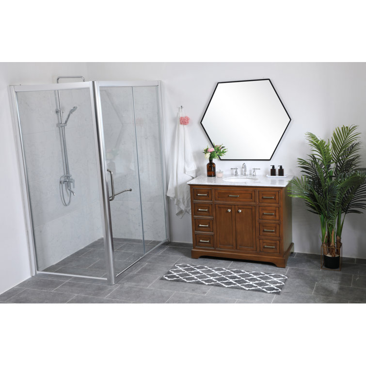 Elegant Teak 42" Single Vanity with Marble Top