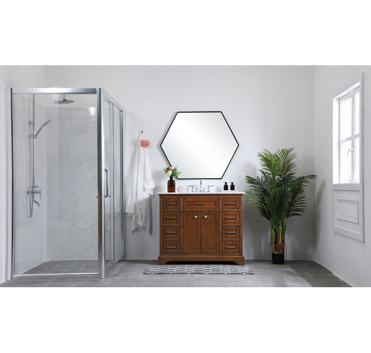 Elegant Teak 42" Single Vanity with Marble Top