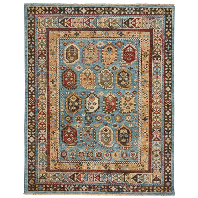 Charleigh 3' x 5' Blue Hand-Knotted Wool Area Rug