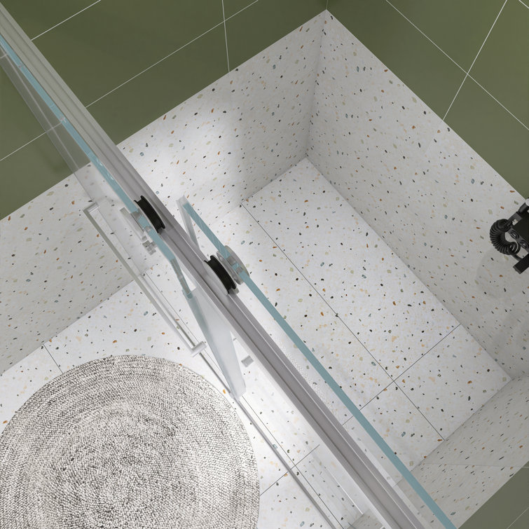 48" W x 76" H Frameless Chrome Sliding Shower Door with Clear Glass