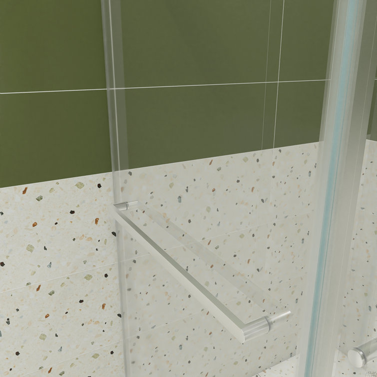 48" W x 76" H Frameless Chrome Sliding Shower Door with Clear Glass