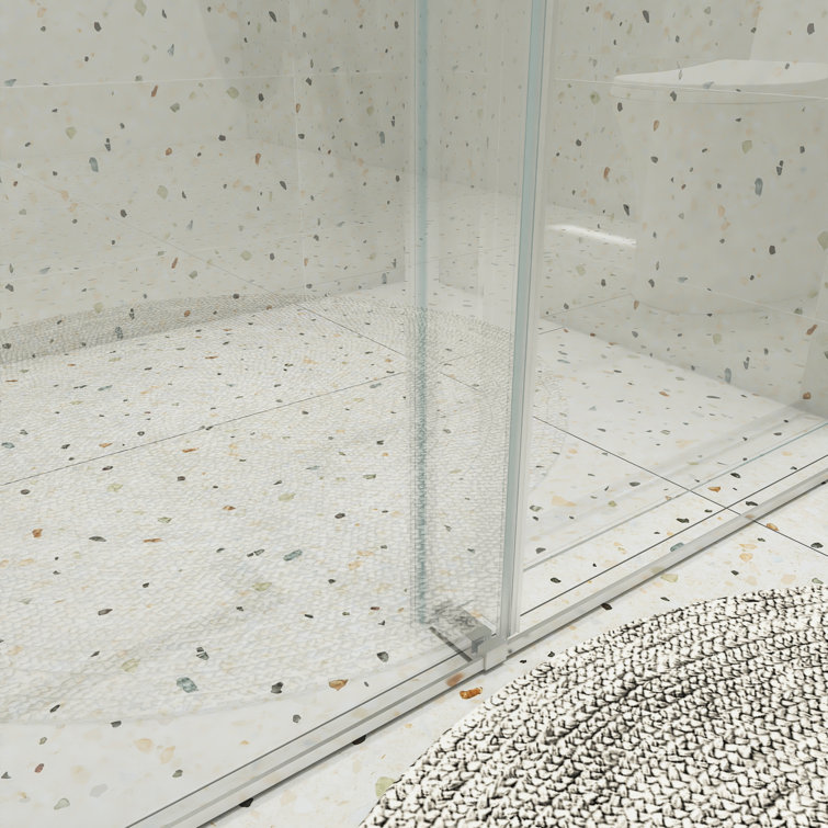 48" W x 76" H Frameless Chrome Sliding Shower Door with Clear Glass