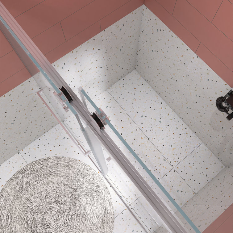 60" Chrome Frameless Double Sliding Shower Door with Clear Glass