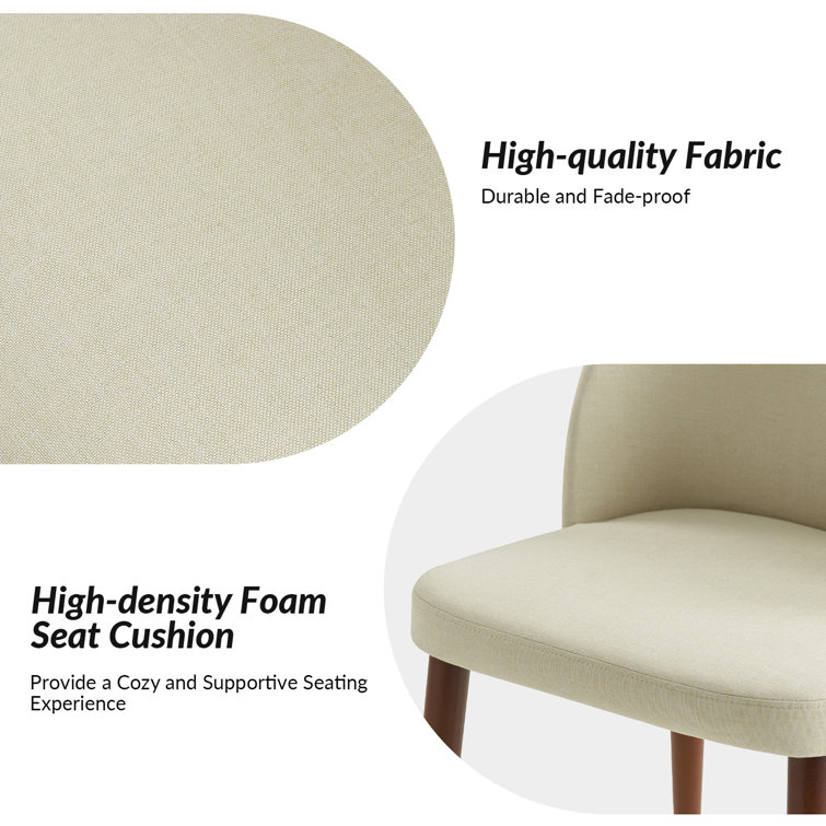 Ivory Upholstered Solid Wood Dining Chair Set of 4