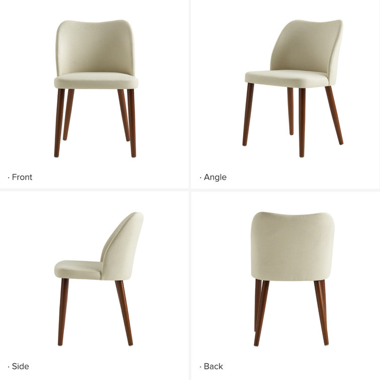 Ivory Upholstered Solid Wood Dining Chair Set of 4