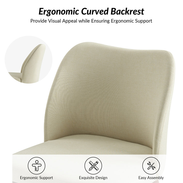 Ivory Upholstered Solid Wood Dining Chair Set of 4