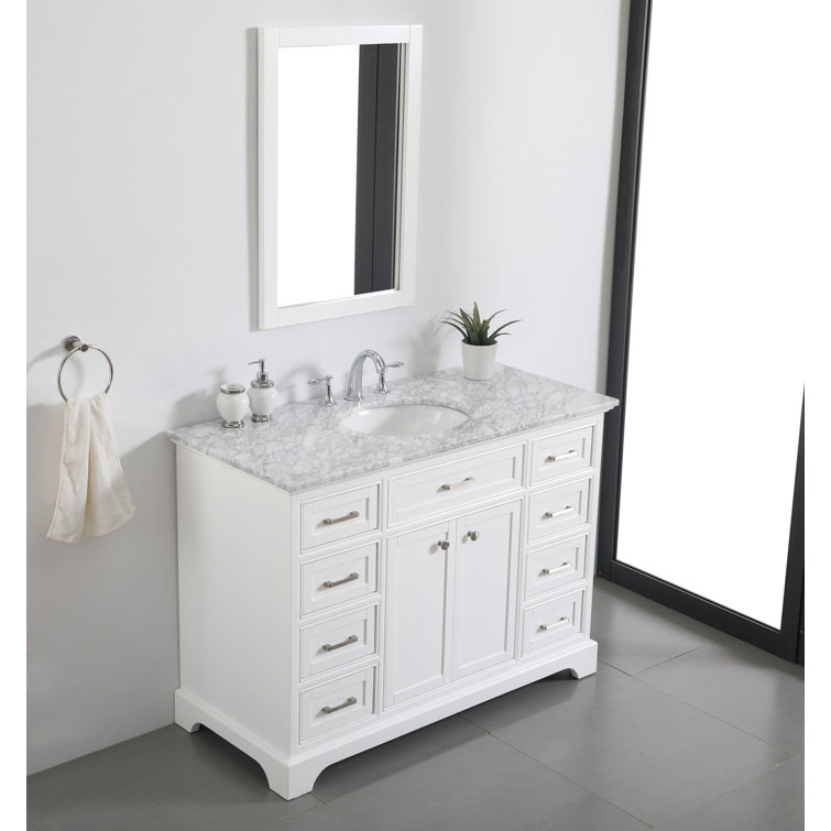 Americana 48" White Wood Single Bathroom Vanity with Marble Top