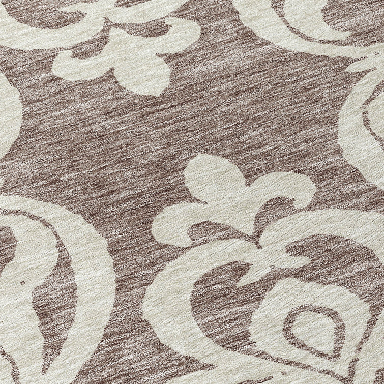 Taupe and Cream Synthetic Flat Woven 5' x 7' Area Rug