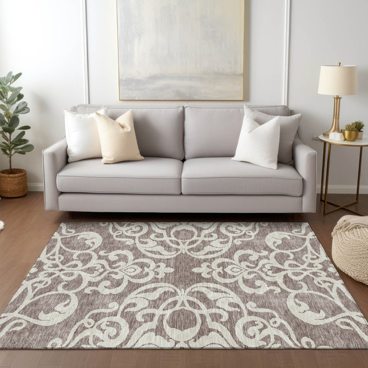 Taupe and Cream Synthetic Flat Woven 5' x 7' Area Rug