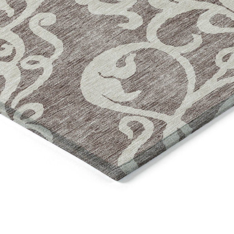 Taupe and Cream Synthetic Flat Woven 5' x 7' Area Rug