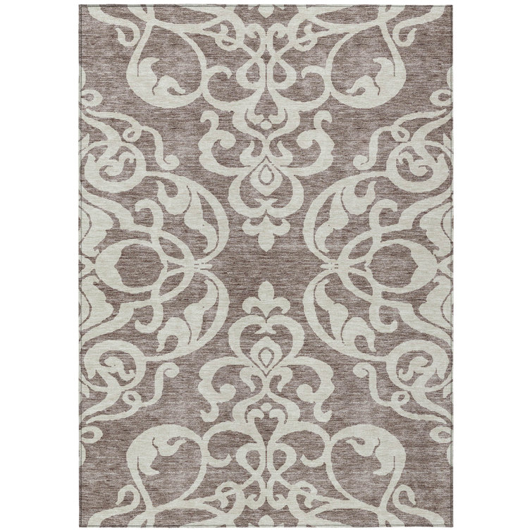 Taupe and Cream Synthetic Flat Woven 5' x 7' Area Rug