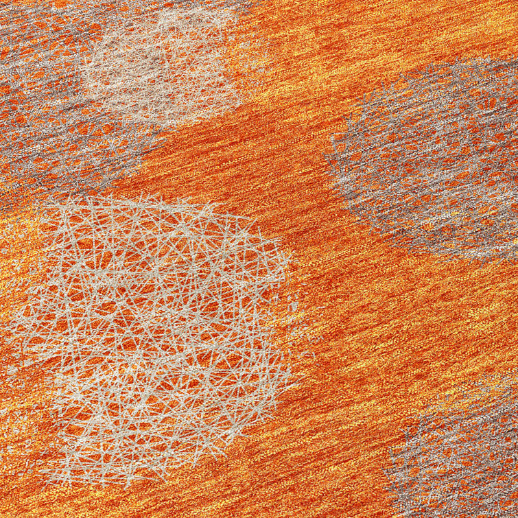 Orange Flat Woven Synthetic Indoor/Outdoor Washable Rug 2'6" x 3'10"