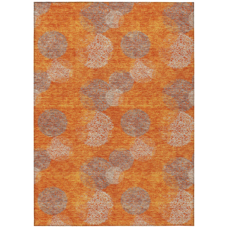 Orange Flat Woven Synthetic Indoor/Outdoor Washable Rug 2'6" x 3'10"