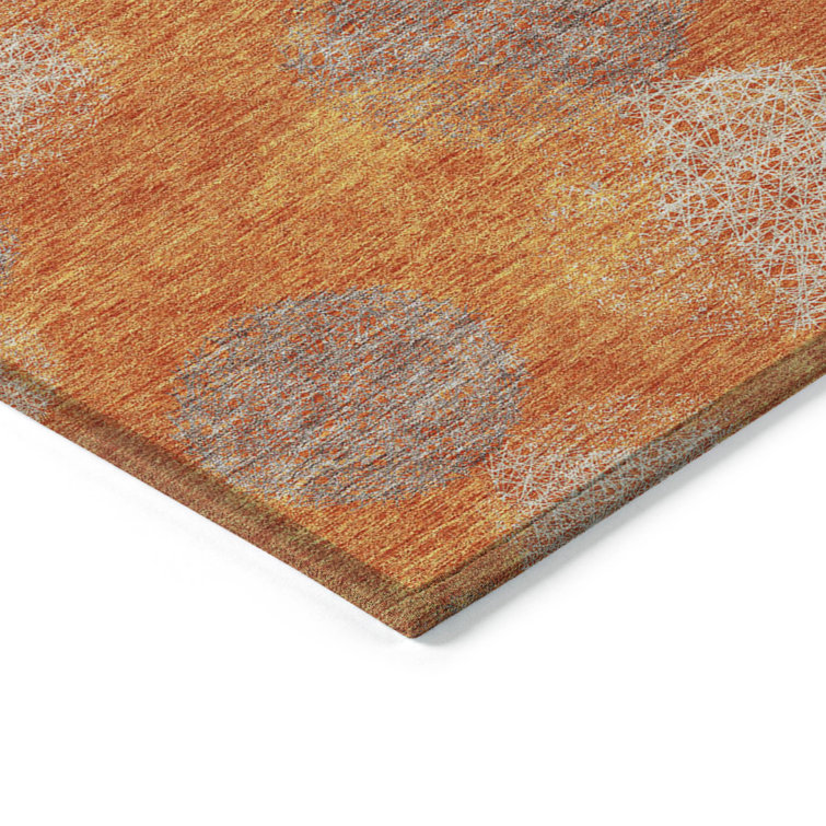 Orange Flat Woven Synthetic Indoor/Outdoor Washable Rug 2'6" x 3'10"